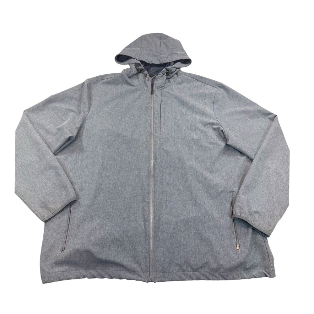 Swiss Tech Mens 2XL Gray Hooded Softshell Jacket‎ Full Zip Rain Windbreaker